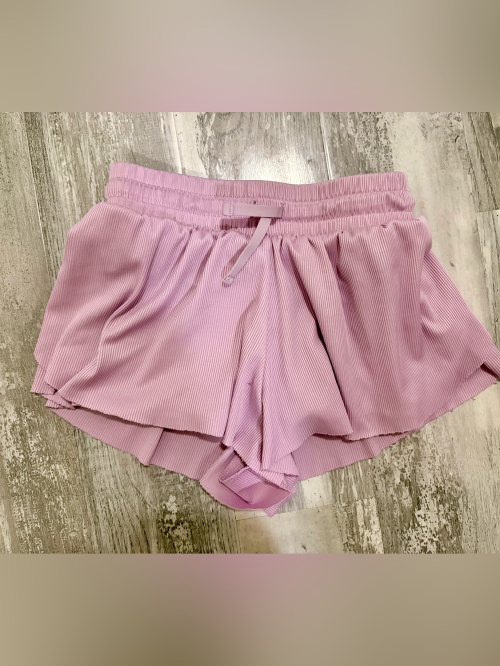 Yogalicious Dusty Pink Ribbed flutter Shorts